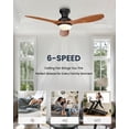 thumbnail image 2 of 52" Flush Mount Solid Wood Ceiling Fan with Light, Remote Control, 6 Speed Low Profile Ceiling Fan Fixture,3 Wooden Blades, for Kitchen Bedroom Living Room Indoor (Walnut Wood Color & Black), 2 of 8