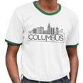 thumbnail image 2 of Skyline Columbus Ohio Ringer Tee Shirt Unisex Large White/Kelly Green, 2 of 5