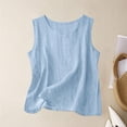 thumbnail image 2 of Lixiuxyad Tank Tops With Built In Bras Lightweight Sheer Sleeveless Blouse For Casual Loose Fit Summer Camisole Top With Round Neck Comfortable Basic Tank,Blue, 2 of 4