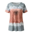 thumbnail image 3 of Gibobby Casual Playera de Manga Corta para Mujer Blusa de manga corta con estampado de tinte de corbata y cuello redondo con flores a la informal para mujer(Gris,CH), 3 of 4