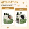 thumbnail image 5 of Uxcell Pet Backpack Carrier, Portable and Ventilated, Oxford Cloth, Dogs Cats and Small Animals Travel Bag 12.99", (Dark Green, 1 Pcs), Intended for Hiking / Camping / Traveling, 5 of 7