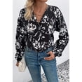 thumbnail image 3 of Floral Button Down Collared Shirt, Black, X-Large, 3 of 5