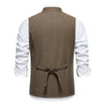 thumbnail image 6 of VNKIDY Men Outerwear Vests Classic Retro Stand Collar Sleeveless Vest Solid Color Button Gilet For Formal Casual Layered Vest Garment Soft Outerwear, 6 of 9