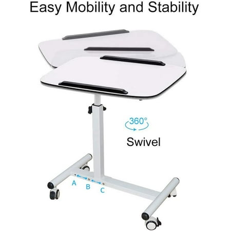 NOVII Mobile Laptop Computer Desk Cart Angle Height 