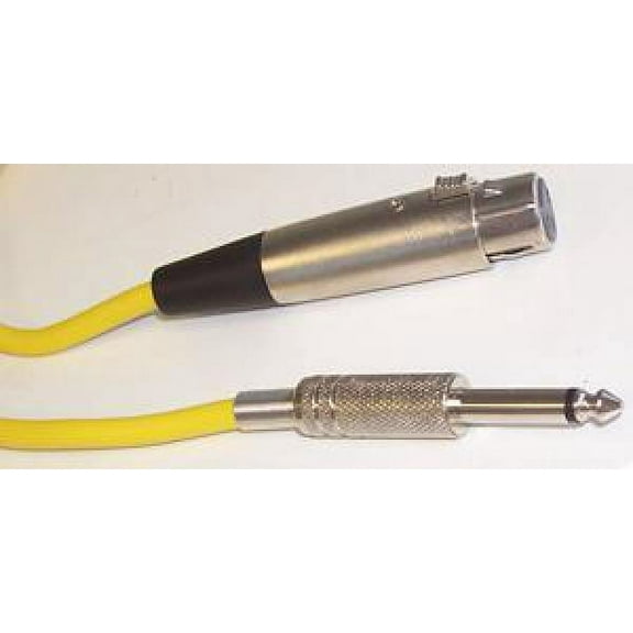 SOUNDLAB - 3 Pin XLR Socket to 6.35mm (1/4") Mono Jack Plug Lead, 6m Yellow