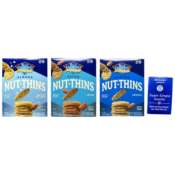 Nut-Thins Gluten-Free Crackers 3 Flavor Variety (1) Each: Hint of Sea Salt, Pecan, Original Almond (4.25 Ounces) Blue Diamond | MerlinsMart Zine
