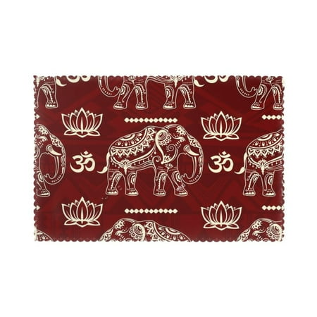 

Home Decorated Elephants Cloth Placemats Set Of 6 Washable Wipeable Place Mats Place Mats For Festival Parties Family Dinner (12 X 18inch)