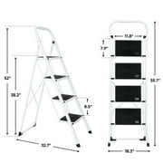 ZENY 4 Step Ladder Metal Frame Portable Folding Step Stool Anti-Slip Max 330lbs
