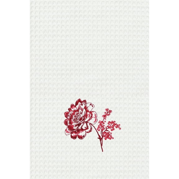 Colonial Williamsburg Devon Cranberry Waffle Weave Cotton Kitchen Towel