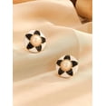 thumbnail image 4 of Clip on 1" gold, white, black button earrings with center pearl, 4 of 4