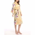 thumbnail image 2 of Gibobby Bata satin mujer Albornoz y ropa de estar por casa ligeros con larga y estampado para mujer(Amarillo,M), 2 of 3