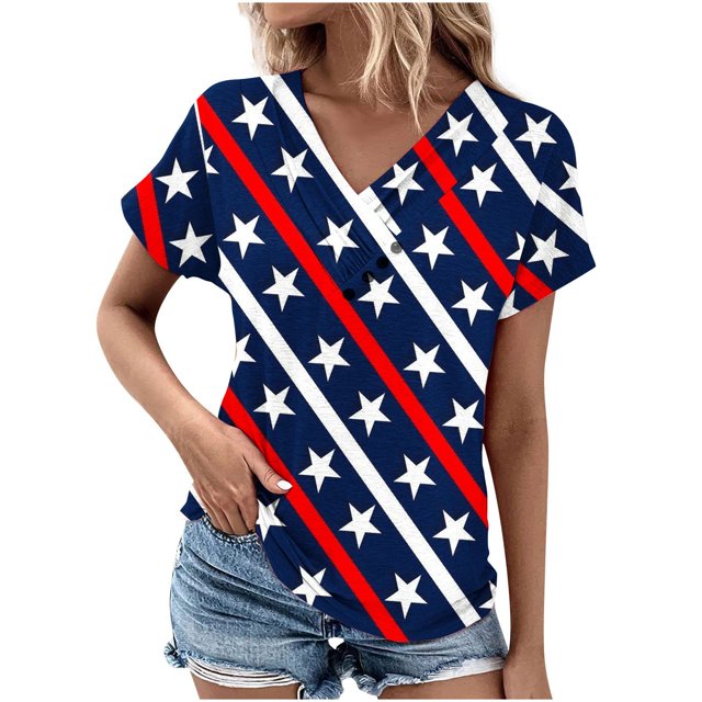 Top de Verano de las Mujeres Árbol Impresión V-Cuello Casual Manga Corta, Tops Cortos para las Mujeres
