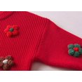 thumbnail image 5 of Fozruso Girl's Floral Crew Neck Sweater Long Sleeve Drop Shoulder Knitwear Cozy Pullover Top,Red, 5 of 6