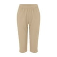 thumbnail image 4 of Outfmvch Linen Capri Pants for Women Women High Waisted Wide Leg with Pockets Boho Pants for Women 2026 Cropped Linen Pants Women Gauchos for Women Pull On Elastic Loose Fit Wide Leg Beige S-5XL, 4 of 5
