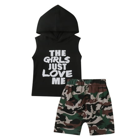 

Rovga Toddler Baby Kids Boys Letter Print Hoodie Tops Camouflage Shorts Outfits Set Casual Children Clothing