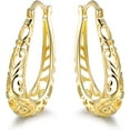 thumbnail image 6 of top-keivon 18K Gold Plated Filigree Hoop Earrings, 6 of 10