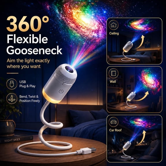 24 PCS Galaxy Projector Night Light, 2-in-1 Holographic Star 5d Ocean Projector Plug and Play hd Star Smart Ceiling Projectors Lamp 360° Space Starry Sky USB Projection