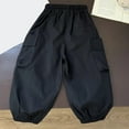 thumbnail image 4 of Ovbmpzd Cargo Pants for Girls Boys Wide Leg Cotton Black Jogger Outdoor Baggy Pants Big Kid Sweatpants Size 2, 4 of 4