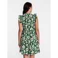 thumbnail image 4 of Time and Tru Women's and Women's Plus Cotton Mini Dress with Flutter Sleeves, Sizes XS-4X, 4 of 6