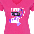 thumbnail image 4 of Inktastic I Wear Purple For My Mom Lupus Awareness Women's V-Neck T-Shirt, 4 of 5