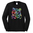thumbnail image 2 of Cool Rainbow Neon Trippy Jungle Tiger Eyes Animal Lover Mens Long Sleeve Shirt, Black, Small, 2 of 3