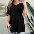 thumbnail image 2 of Kovlvoll Womens Oversized Tshirts Crew Neck Short Sleeve Tops Summer Casual Loose Solid Color Basic Tee Shirts, 2 of 7