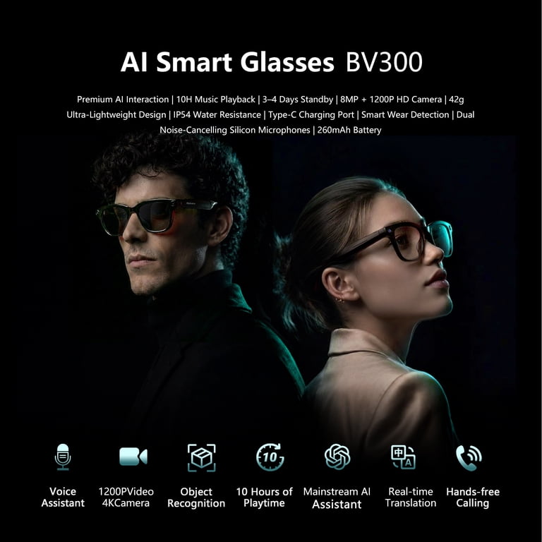 LUOMATE Smart Glasses with 8MP Camera and AI Assistant photo 2