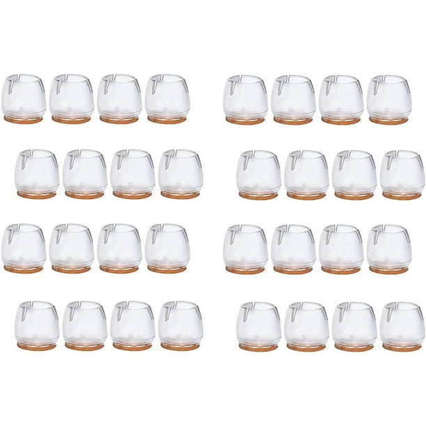 32 piezas de cojines de silicona para muebles, sillas, fundas para patas de sillas, protectores para patas de sillas, fundas de goma para patas de sillas, fundas para patas redondas, 12-16 mm (trans