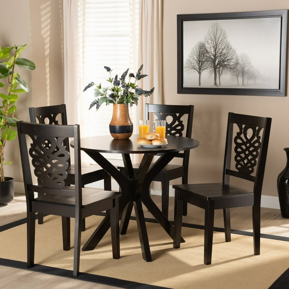 Baxton Studio Liese Modern and Contemporary Transitional Dark Brown Finished Wood 5-Piece Dining Set