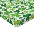 thumbnail image 2 of Ambesonne Clover Fitted Sheet, Irregular Shamrocks Pattern, Twin Size, Green Lime Green, 2 of 3