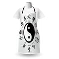 thumbnail image 3 of Yin Yang Apron, Chinese Zodiac Signs with Calligraphy Names and Yin Yang Illustration, Unisex Kitchen Bib with Adjustable Neck for Cooking Gardening, Adult Size, Black and White, by Ambesonne, 3 of 4