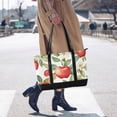 thumbnail image 4 of FORMRS Canvas Laptop Tote Bag for Women with 15.6" Computer Compartments Shoulder Handbag, Beige Apple Pattern, 4 of 7