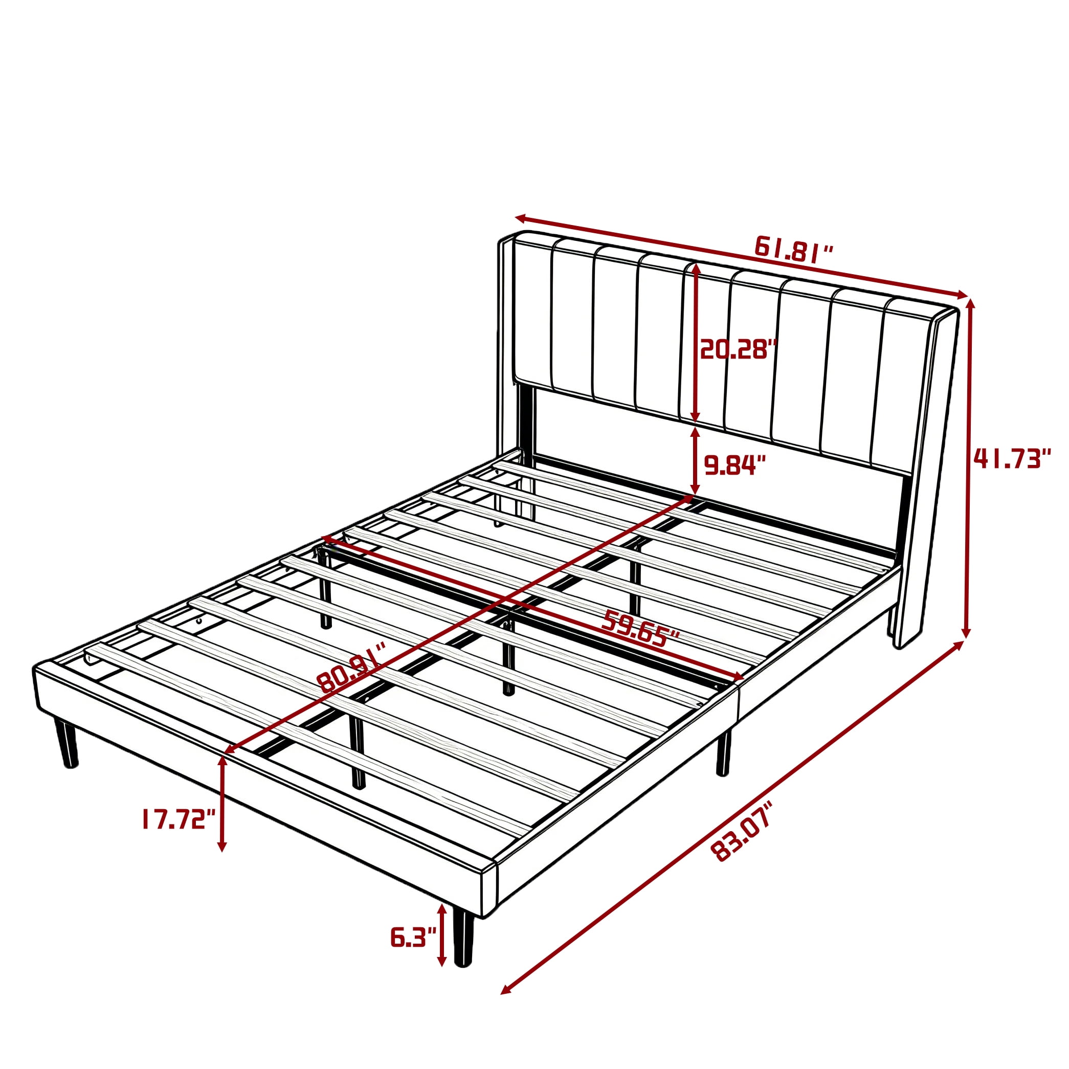 Gewnee Queen Size Upholstered Platform Bed Frame with Velvet Headboard,Wood Slats Support,Easy Assembly,No Box Spring Needed,Pink
