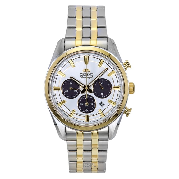 Orient Contemporary Chronograph Two Tone Stainless Steel White Dial Quartz RA-TX0302S Men's Watch
