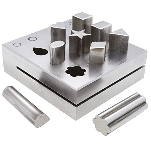 The Beadsmith Steel Disc Cutter Set for Cutting 9 Fancy Assorted Shapes with 9 Punches and Die. Tool for Cutting Accurate Shapes Using a Soft Metal Sheet up to 14 Gauge