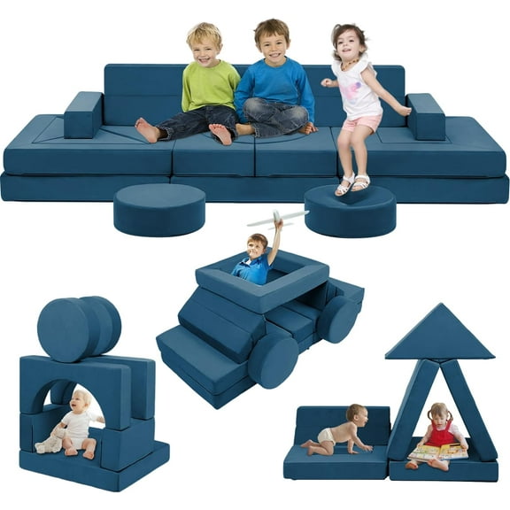 22Pcs Modular Kids Play Couch - Kids Couch for Playroom Bedroom Living Rooms Toddler Sofa for Inspiring Child Creativity，Children Convertible Foam Sofa