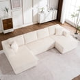 thumbnail image 1 of Salon avec sofa Sans Cadre - sofa Moderne Décontracté en Forme de U - sofa Modulaire avec Fauteuil Inclinable Ne Nécessitant Pas d'Installation.,Blanc, 1 of 15