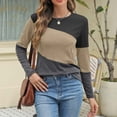 thumbnail image 4 of Womens Tops Color Block Tunic Tops Casual Long Sleeve Shirts Round Neck Pullover Blouses For Women, 4 of 7