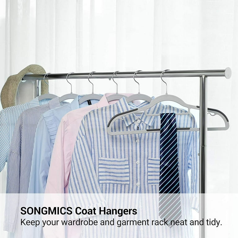SONGMICS 30 Pack Coat Hangers, Heavy-Duty Plastic Hangers with Non-Slip Design, Space-Saving Clothes Hangers, 0.2 Inches