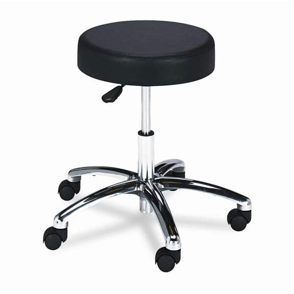 Pemberly Row Black Lab Faux Leather Drafting Chair with Pneumatic Lift