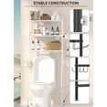 thumbnail image 6 of 3-Tier Over The Toilet Storage, Space Saver Metal Bathroom Shelves, Freestanding Above Over Toilet Storage Shelf with 4 Hooks for Bathroom, White, 6 of 12