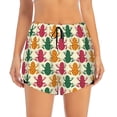 thumbnail image 2 of Balery Colorful Frogs Pantalones cortos deportivos para mujer con forro y dos bolsillos, elásticos, para entrenamiento, gimnasio, yoga-XX-Large, 2 of 7