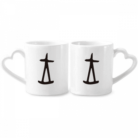 

Bone Inscription Chinese Surname Character Wang Couple Porcelain Mug Set Cerac Lover Cup Heart Handle