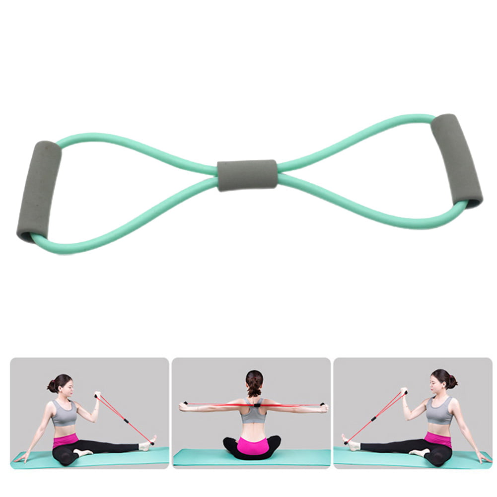 Toutek Yoga Band 8 Word Chest Expander Elastic Muscle Training Rope (Grey  Green)