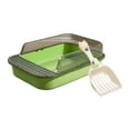 thumbnail image 4 of Cat Litter Box Kitten Litter Pan with High Side Cat Sandbox Sturdy Semi Enclosed Pet Litter Tray Cat Toilet for Indoor Cats Pets Accessories Clear and Green, 4 of 10