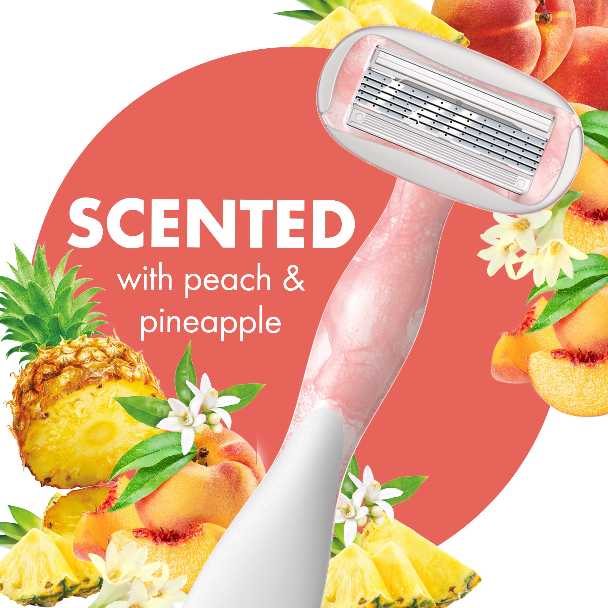 BIC Soleil 5 Escape Women's Razors, 5 Blades, Peach and Pineapple Scented Handle Razors for Women, 2 Count
