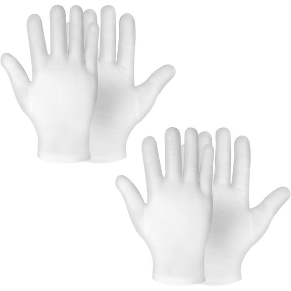 White Cotton Moisturizing Gloves - 2 Pairs, Overnight Bedtime Treatment for Rough Cracked Hands