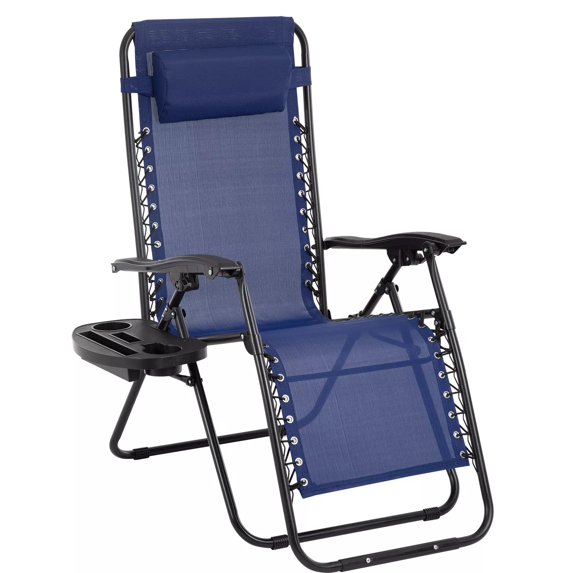 YRLLENSDAN Oversized Zero Gravity Chair with Adjustable Pillows & Cup Holder Tray, 250lbs Capacity Folding Lounge Chair Outdoor Zero Gravity Recliners for Adult
