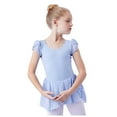 thumbnail image 3 of Jinhomg Ballet Leotards for Girls Dance Leotard with Skirt Toddler Soft Cotton Ballet Outfit Cute Ruffle Sleeve Dance Dress Kid Blue 10-11 Years, 3 of 5
