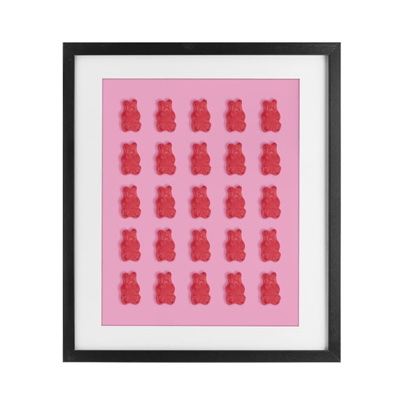 Stupell Industries Contemporary Red Gummy Bears on Pink Black Framed Print Under Glass, 13 x 16, by LISH Creative